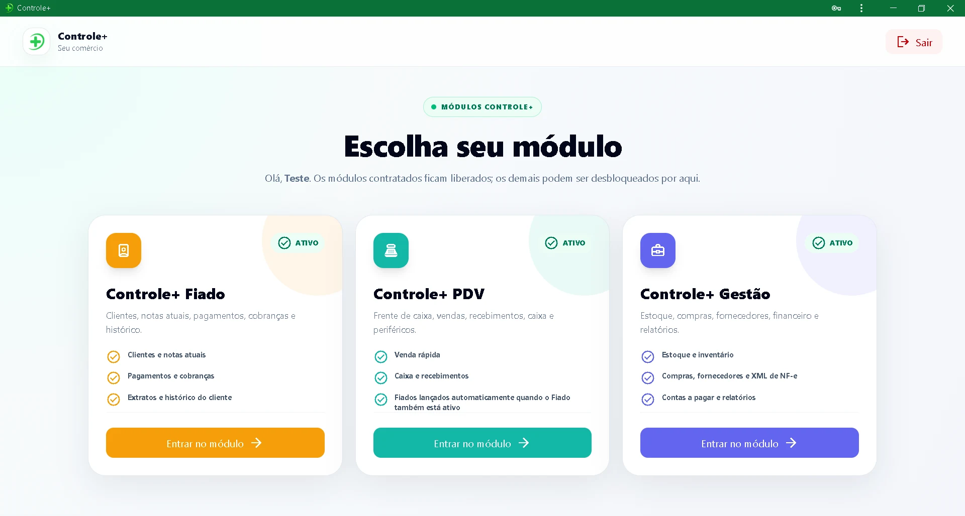 Módulos do Controle+